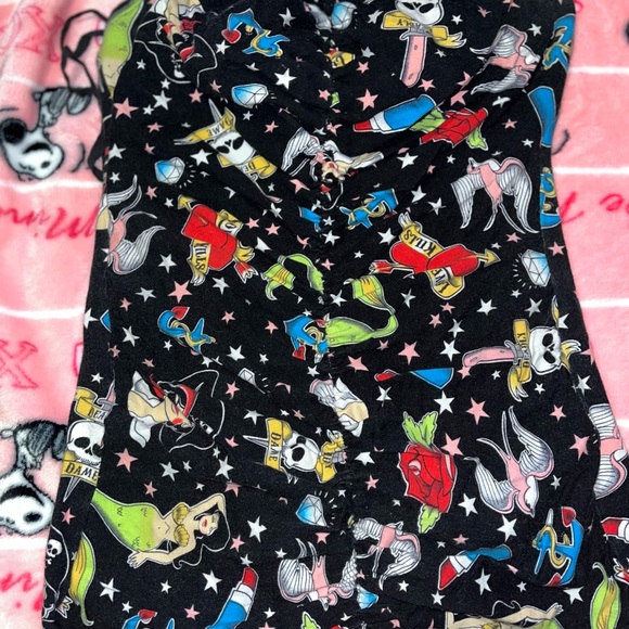 RARE Deadly Dames Tattoo Rock n’ Roll Wiggle Strapless Dress Size Medium - Picture 3 of 6